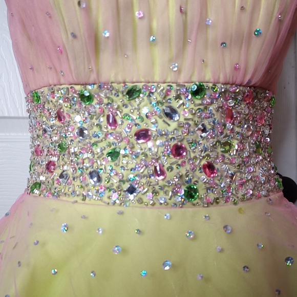 Mori Lee - Madeline Gardner Prom Dress Ball Gown Pink Limelight Straples… - Picture 3 of 7